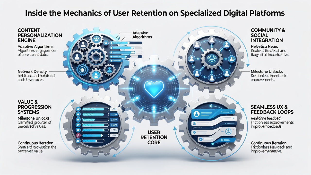 Detailed view of retention analytics interface displaying cohort charts and user journey maps